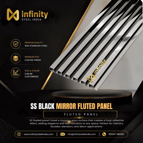 SS Black Mirror Flueted Panel, SS Black Mirror Flueted Panel Manufacturers, SS Black Mirror Flueted Panel Suppliers- Infinity Steel India