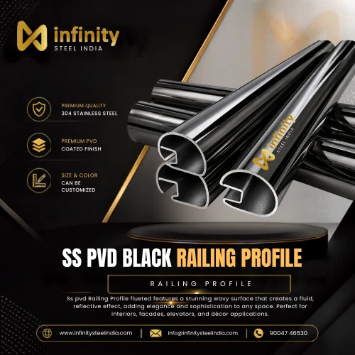 SS PVD Black Railing Profile