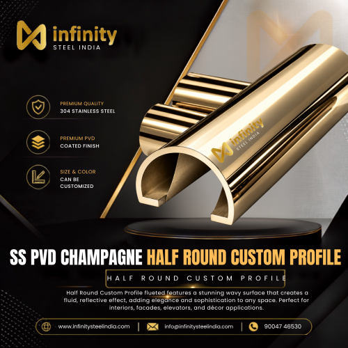 SS PVD Champagne Half Round Custom Profile