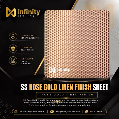 SS Rose Gold Linen Finish Sheet