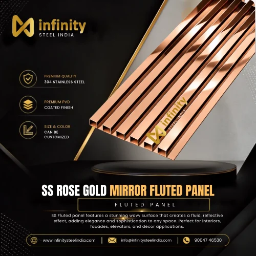 SS Rose Gold Mirror Fluted panel