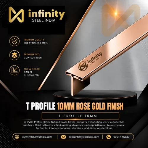 T Profile 10mm Rose Gold Finish