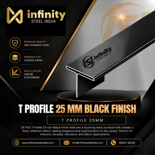 T Profile 25mm Black Finish