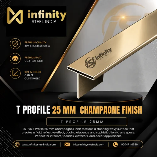 T Profile 25mm Champagne Finish