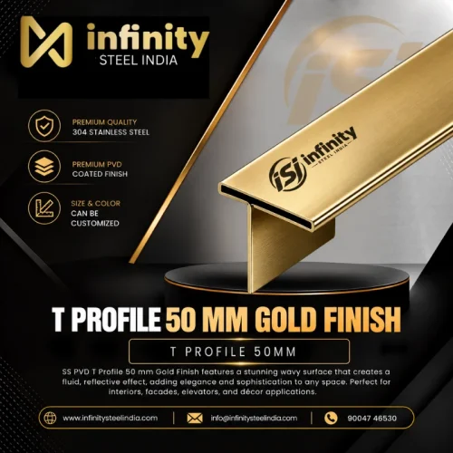 T Profile 50mm Gold Finish
