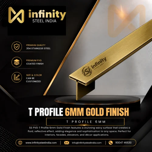 T Profile 6mm Gold Finish