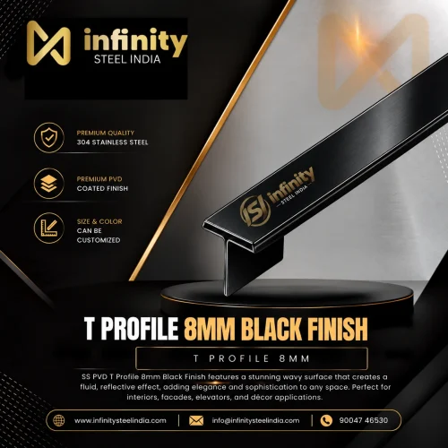 T Profile 8mm Black Finish
