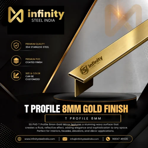 T Profile 8mm Gold Finish