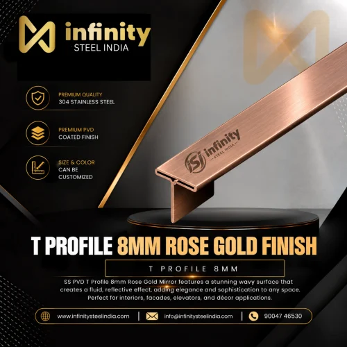 T Profile 8mm Rose Gold Finish