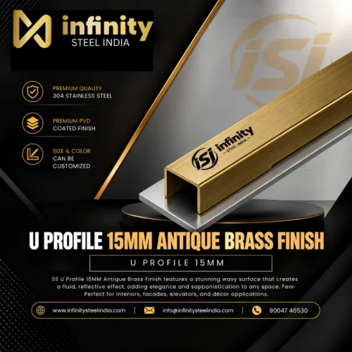 U Profile 15mm Antique Brass Finish