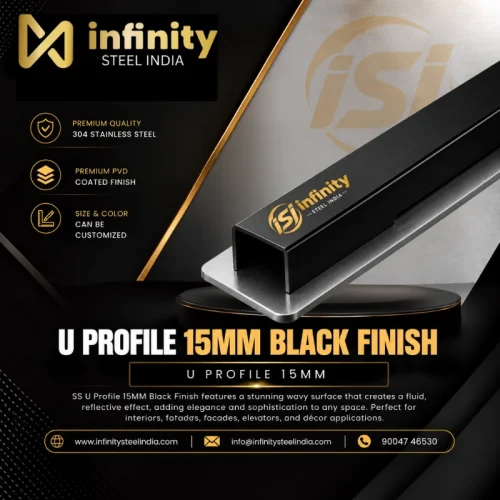 U Profile 15mm Black Finish