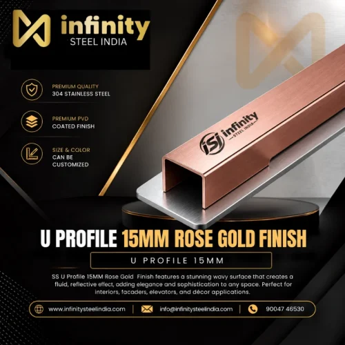 U Profile 15mm Rose Gold Finish