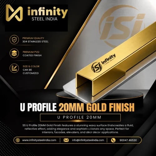 U Profile 20mm Gold Finish