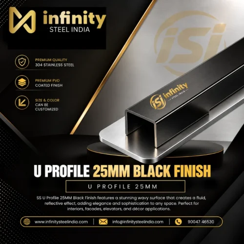 U Profile 25mm Black Finish
