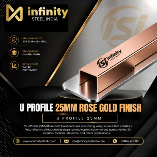 U Profile 25mm Rose Gold Finish