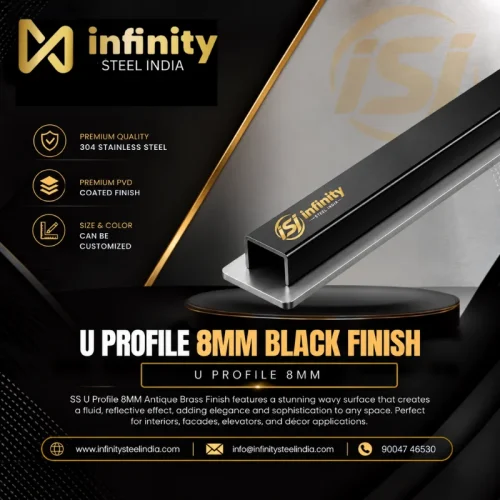 U Profile 8mm Black Finish