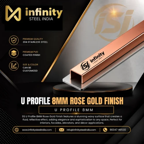 U Profile 8mm Rose Gold Finish
