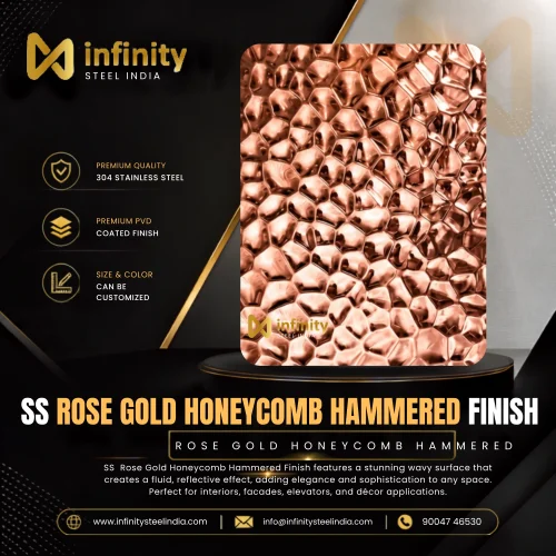ss rose gold Honeycomb Hammered finish